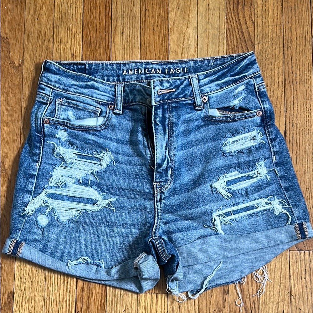 American Eagle Outfitters Blue Jean Shorts Distressed Style
